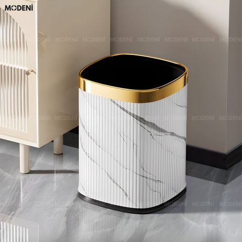  Thùng rác Riley kim loại hai lớp chống cháy phủ vân đá marble nghệ thuật cho không gian sinh hoạt sang trọng hiện đại 