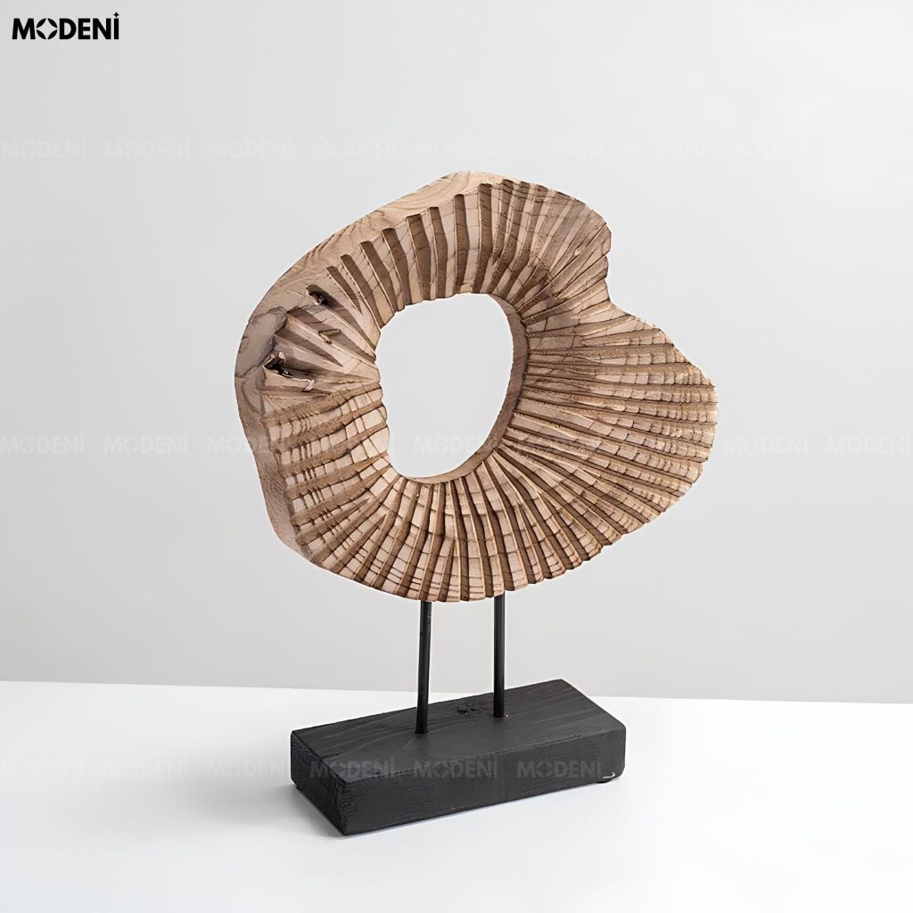 Tượng Trang Trí San Hô Coral Resin Khối Tròn Nghệ Thuật Vàng Nâu Wabi Sabi