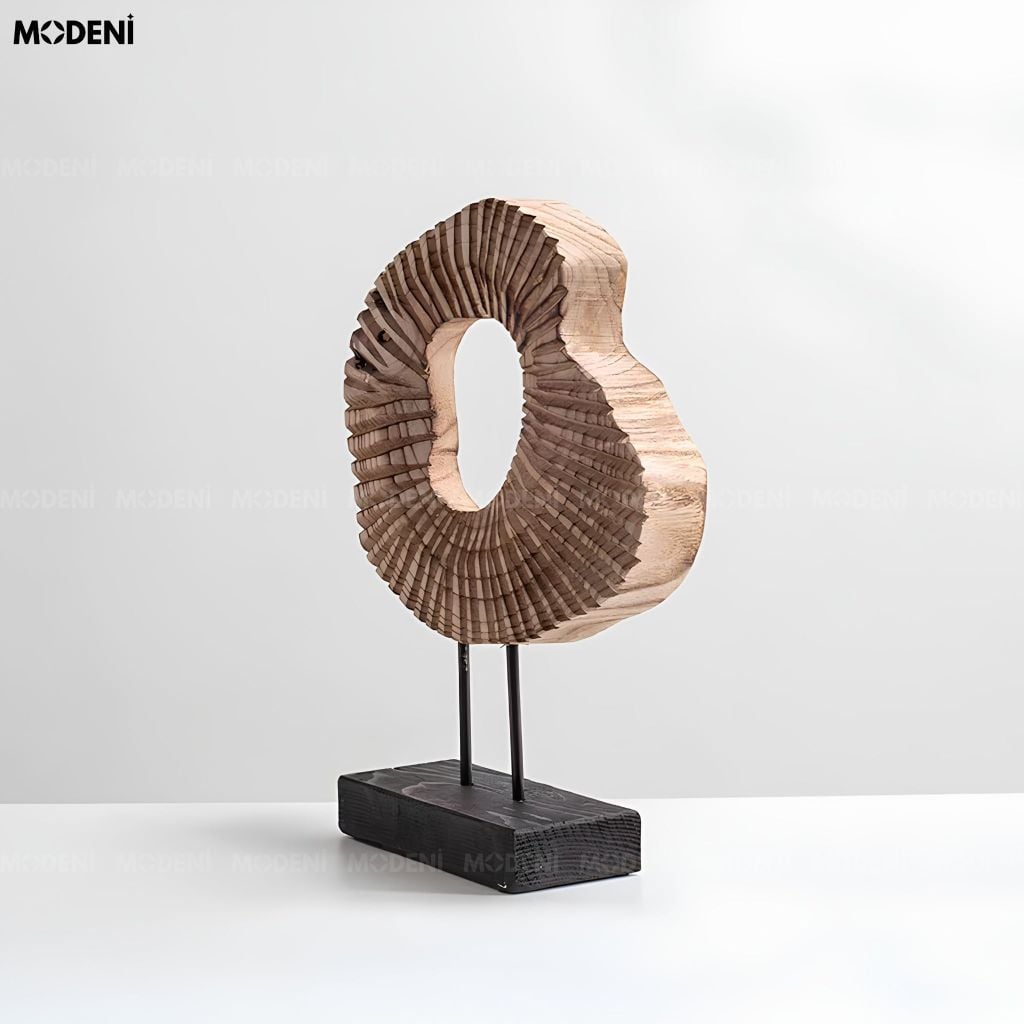 Tượng Trang Trí San Hô Coral Resin Khối Tròn Nghệ Thuật Vàng Nâu Wabi Sabi