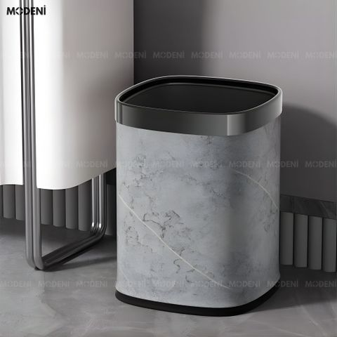  Thùng rác Rowan kim loại giả đá cẩm thạch nghệ thuật vân xám trung tính cho không gian sinh hoạt hiện đại sang trọng 