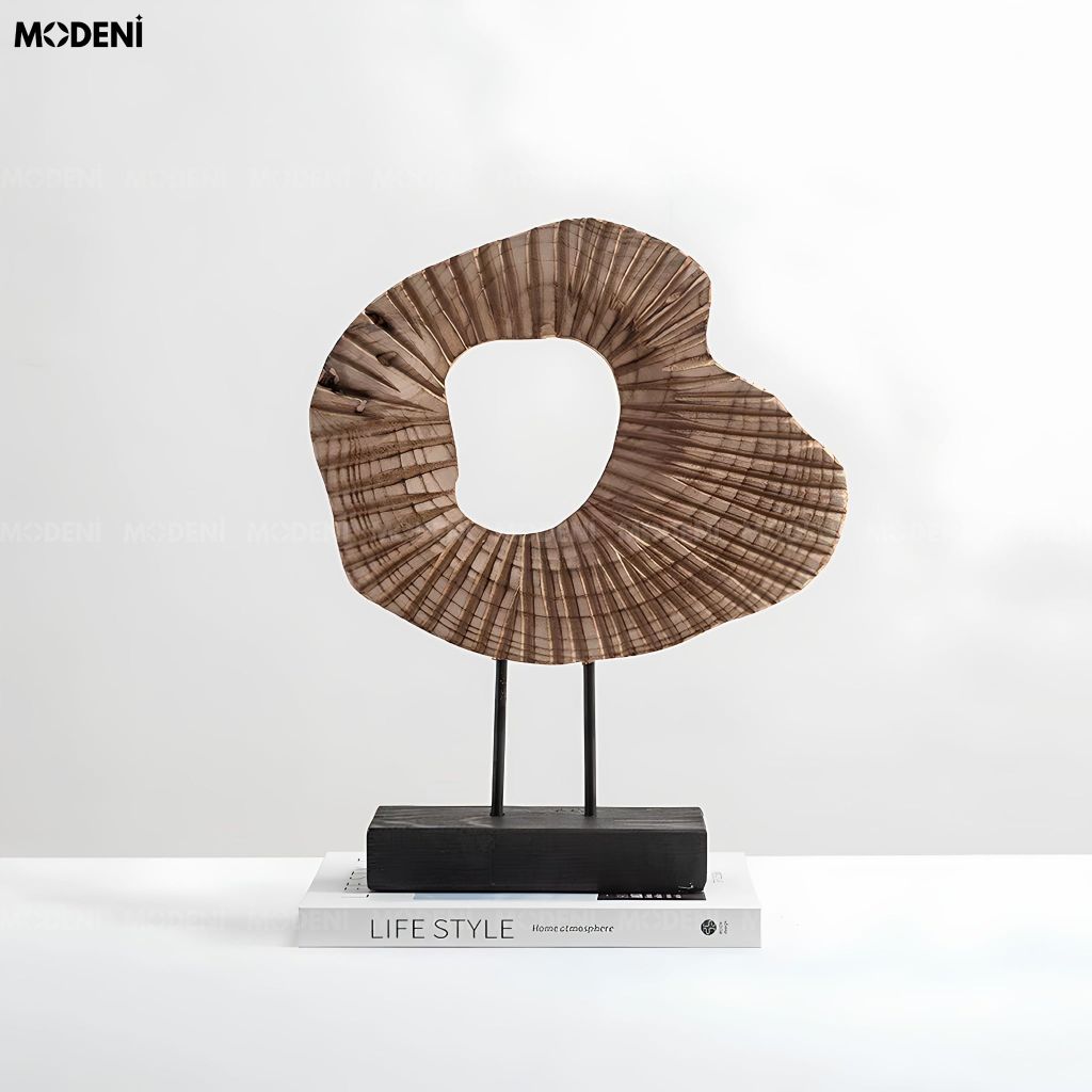 Tượng Trang Trí San Hô Coral Resin Khối Tròn Nghệ Thuật Vàng Nâu Wabi Sabi