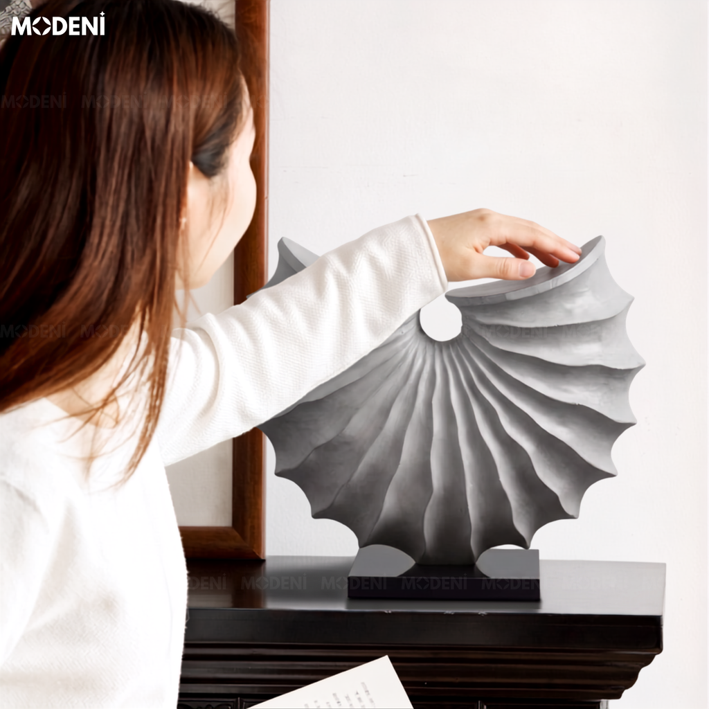 Tượng Trang Trí Torra Xoắn Ốc – Tác Phẩm Nghệ Thuật Hình Dạng Sóng Lượn Cánh Quạt – Chất Liệu Resin Sơn Xi Mờ – Decor Kệ Tủ, Góc Sofa Hiện Đại