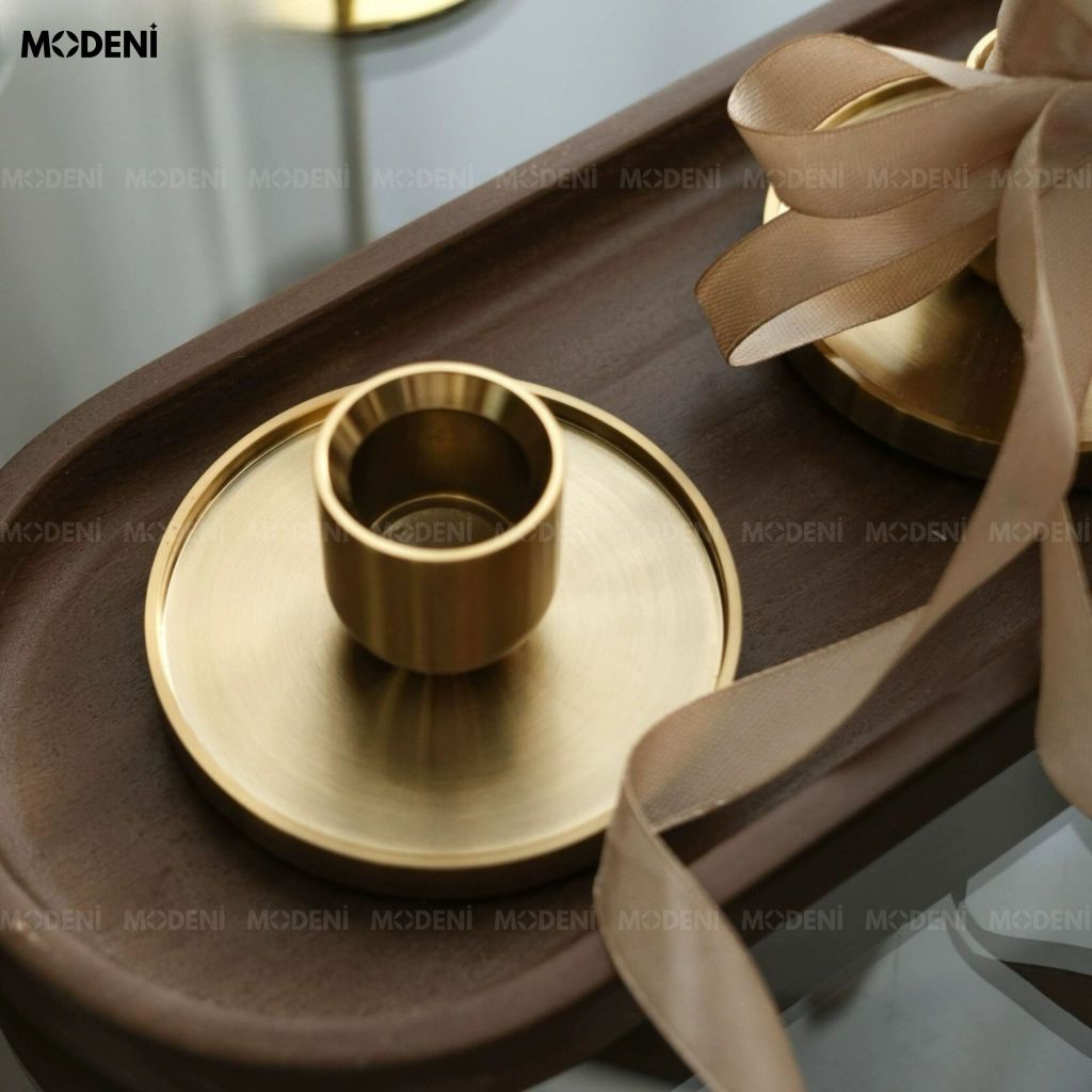 Set Chân Nến Ignia Kim Loại Mạ Vàng Tối Giản Bắc Âu Lót Nỉ Chống Trượt Decor Bàn Tiệc