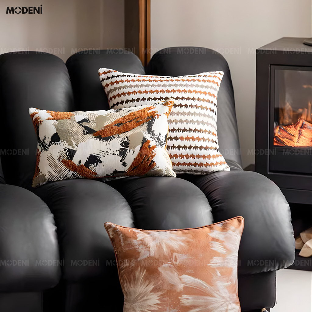 Vỏ Gối Sofa Interlace – Vải Chenille Họa Tiết Sơn Loang Dệt Nổi Phong Cách Indochine