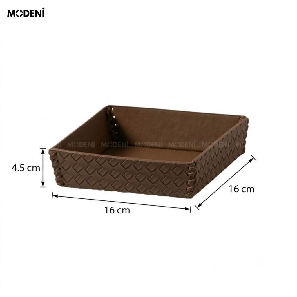 Khay Để Bàn Da Cesto Nâu Đậm Da PU Họa Tiết Caro Nổi Dễ Dàng Lau Chùi Cho Không Gian Hiện Đại