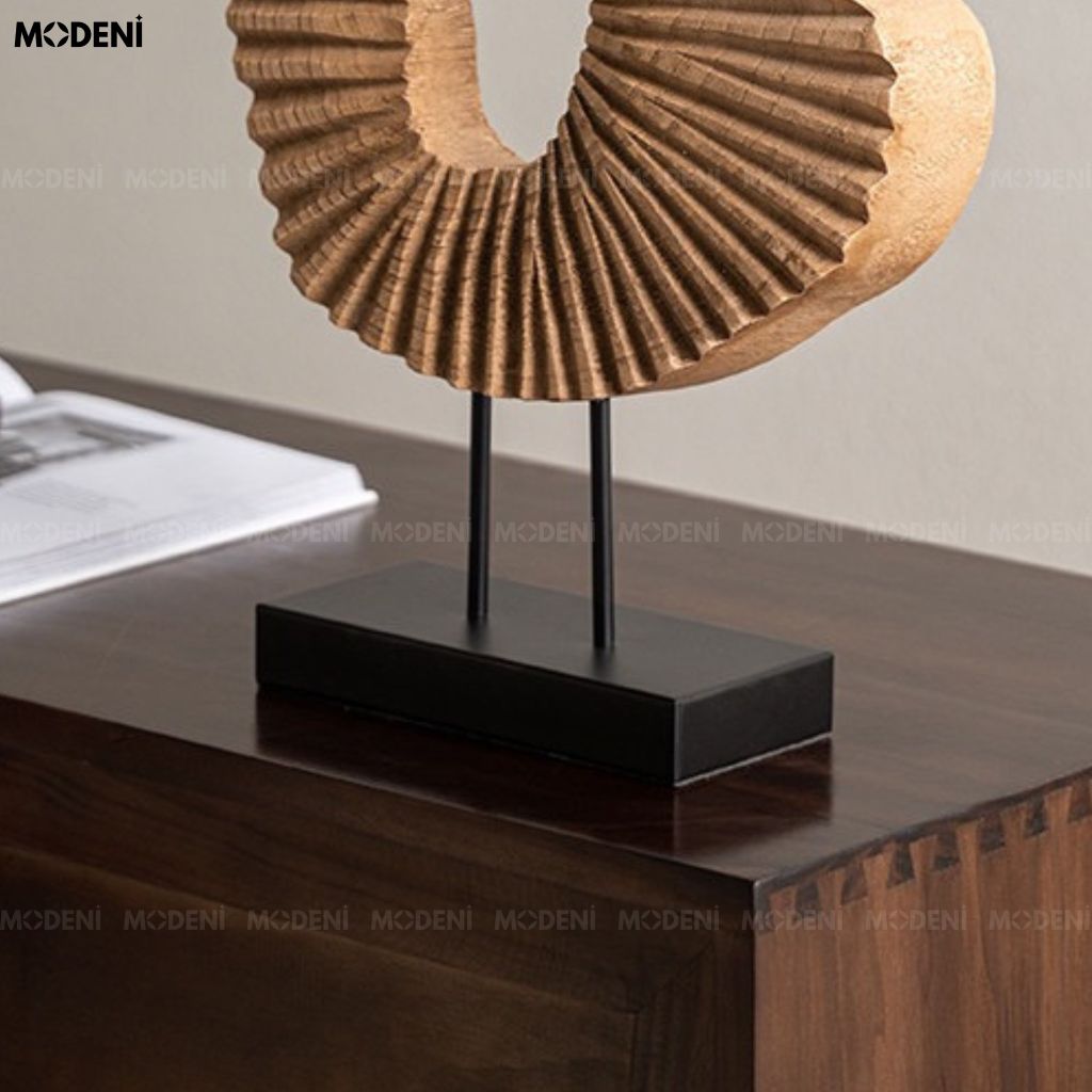 Tượng Trang Trí San Hô Coral Resin Khối Tròn Nghệ Thuật Vàng Nâu Wabi Sabi