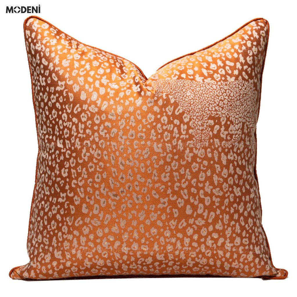 Vỏ Gối Sofa Ribbon – Vải Jackquard Kết Hợp Nhung Họa Tiết Đốm Loang May Khóa Ẩn Phong Cách Hiện Đại