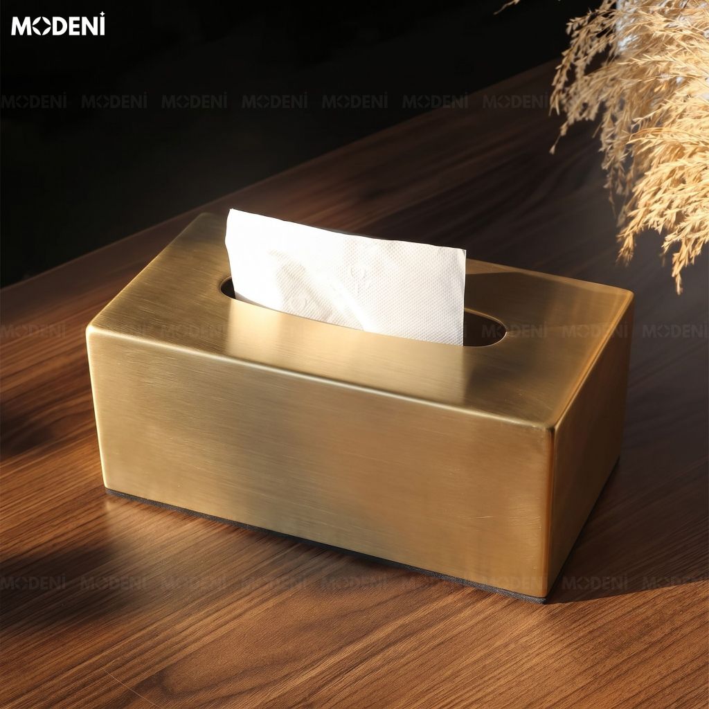 Hộp Khăn Giấy Coco Kim Loại Mạ Vàng Cao Cấp Cho Phòng Khách Hiện Đại