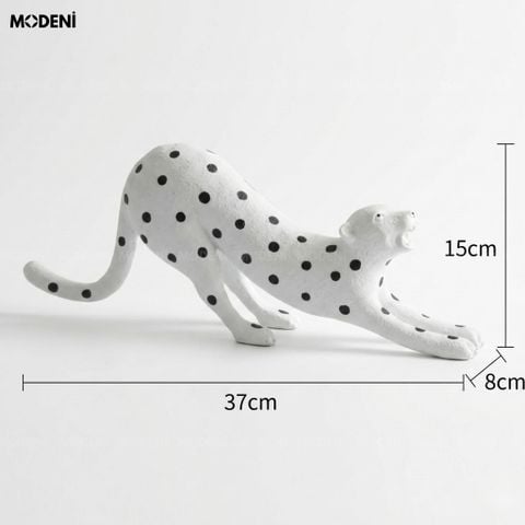  Tượng Decor Để Bàn Panthera Composite Phối Kim Loại Dáng Báo Đốm Trắng Chấm Đen Phong Cách Kiêu Sa 