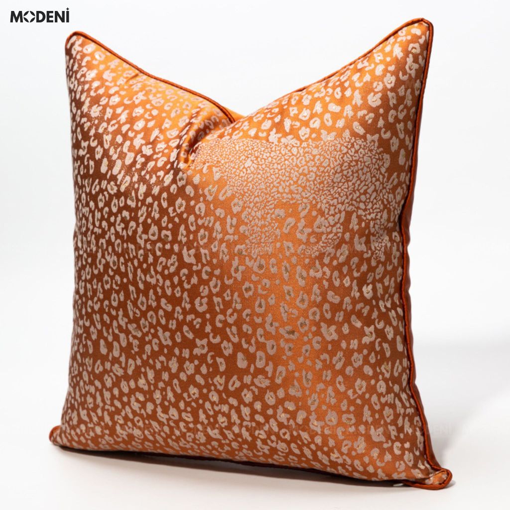 Vỏ Gối Sofa Ribbon – Vải Jackquard Kết Hợp Nhung Họa Tiết Đốm Loang May Khóa Ẩn Phong Cách Hiện Đại