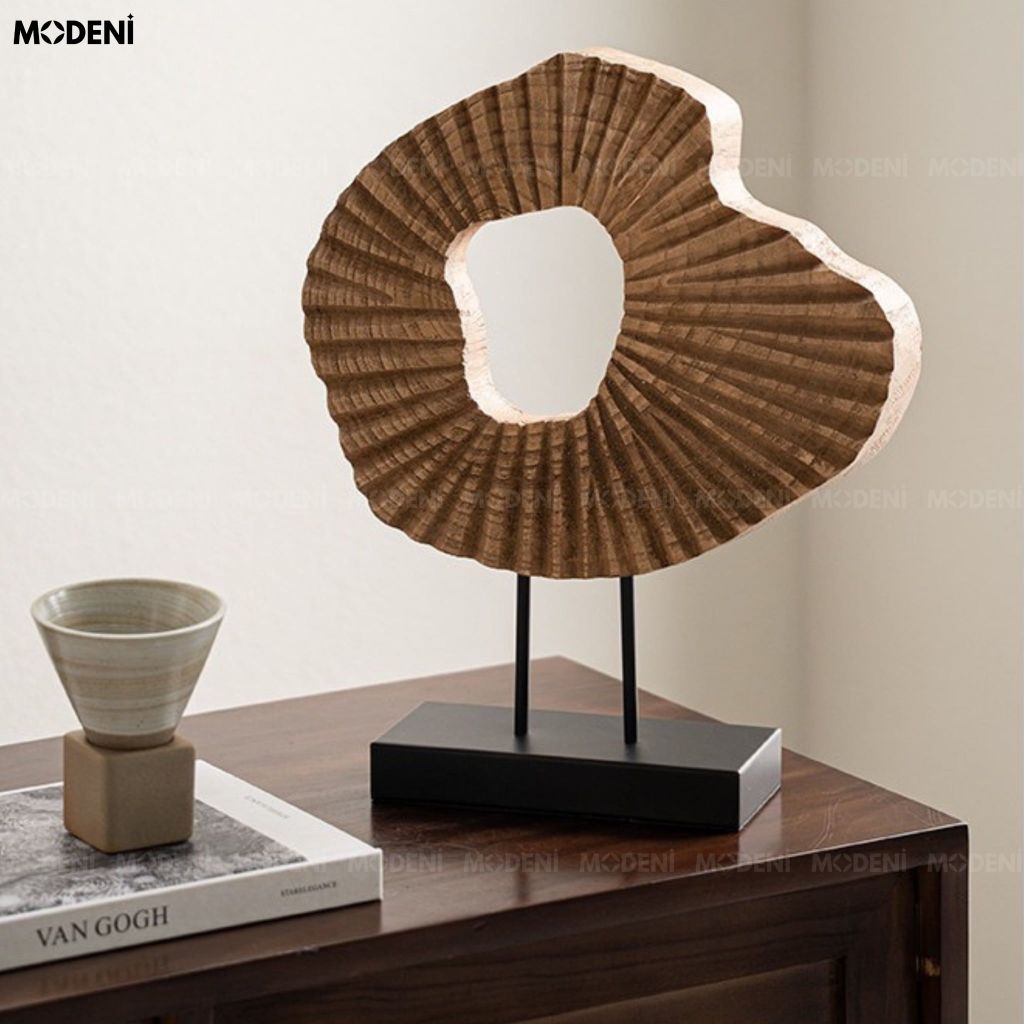 Tượng Trang Trí San Hô Coral Resin Khối Tròn Nghệ Thuật Vàng Nâu Wabi Sabi
