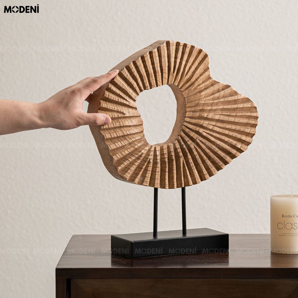 Tượng Trang Trí San Hô Coral Resin Khối Tròn Nghệ Thuật Vàng Nâu Wabi Sabi