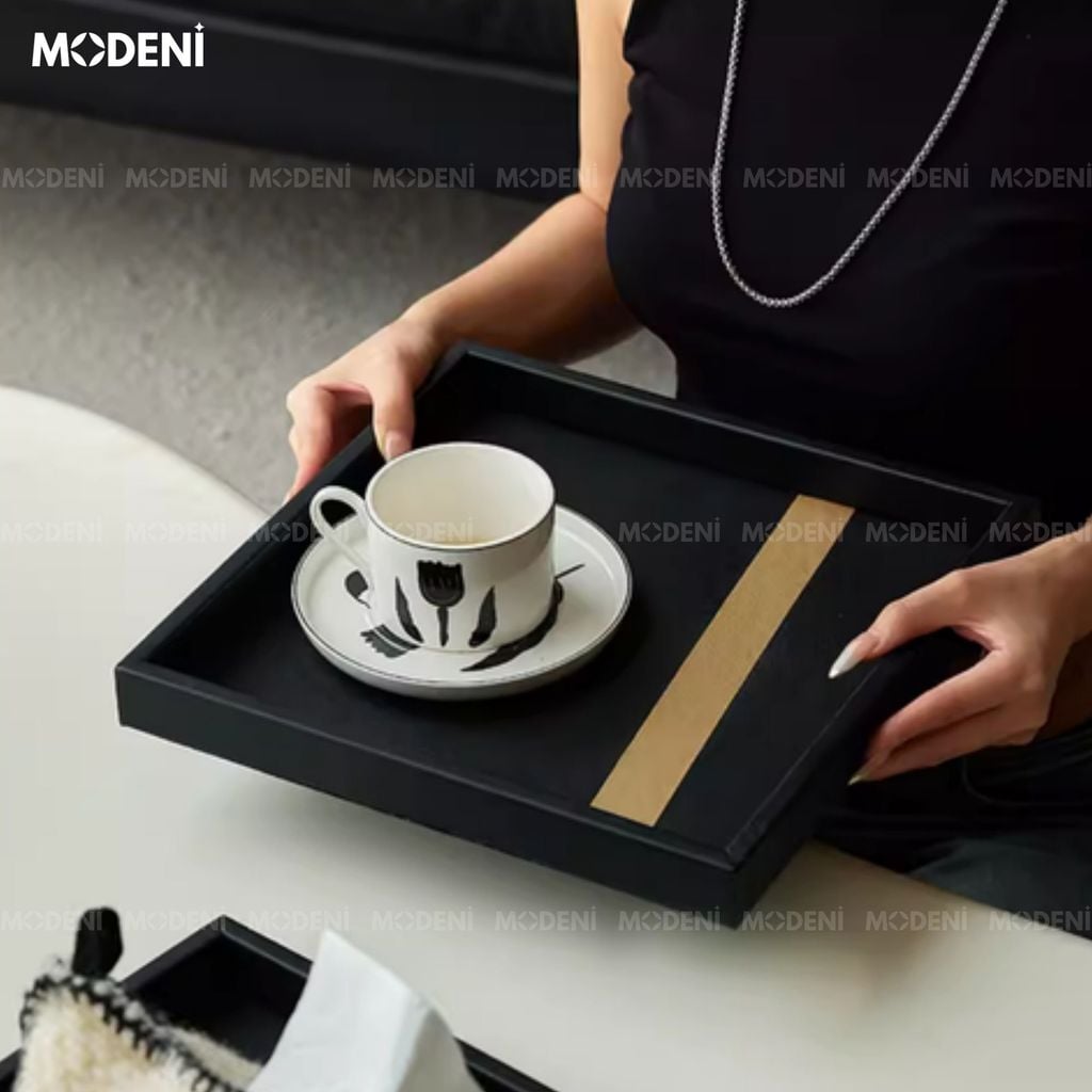 Khay Da Gina – Khay Decor Sang Trọng Hiện Đại – Chất Liệu Da Cao Cấp, Đường Viền Kim Loại Tinh Tế – Phù Hợp Trang Trí Bàn Sofa, Tủ Đầu Giường, Bàn Làm Việc