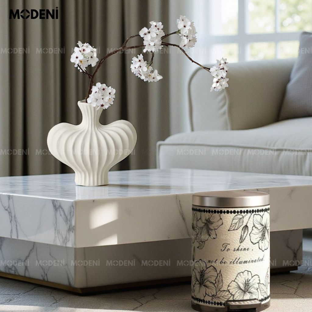 Bình Hoa Sứ Curva Cao Cấp Nghệ Thuật Lượn Sóng 3D | Decor Bàn Console – Kệ Tủ Sang Trọng