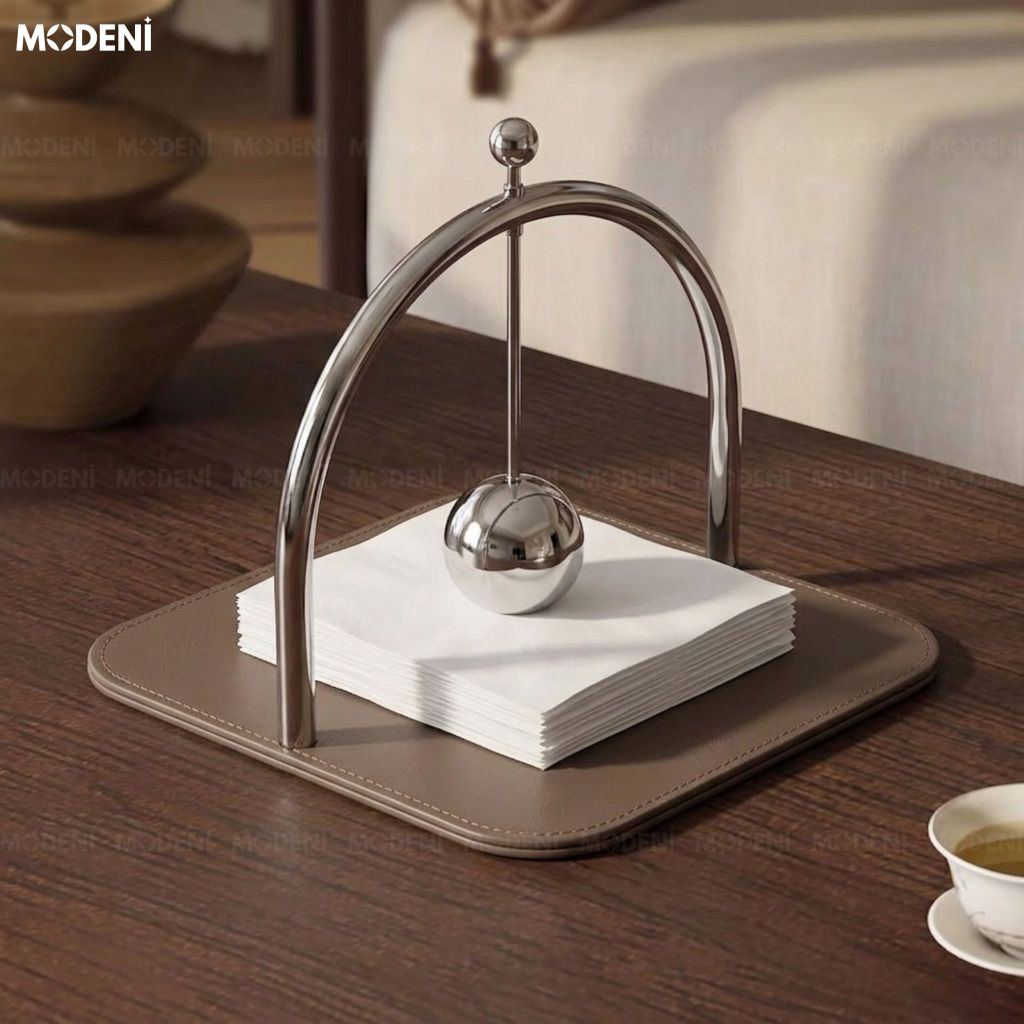 Hộp Khăn Giấy Orion Thép Không Gỉ Phối Da Cao Cấp Màu Nâu Phong Cách Hiện Đại Sang Trọng