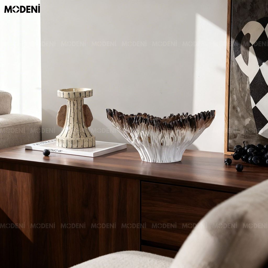 Tượng Trang Trí Muss Cao Cấp - Thiết Kế Hữu Cơ, Tuyệt Tác Điêu Khắc Trắng Muốt Điểm Vàng Sang Trọng