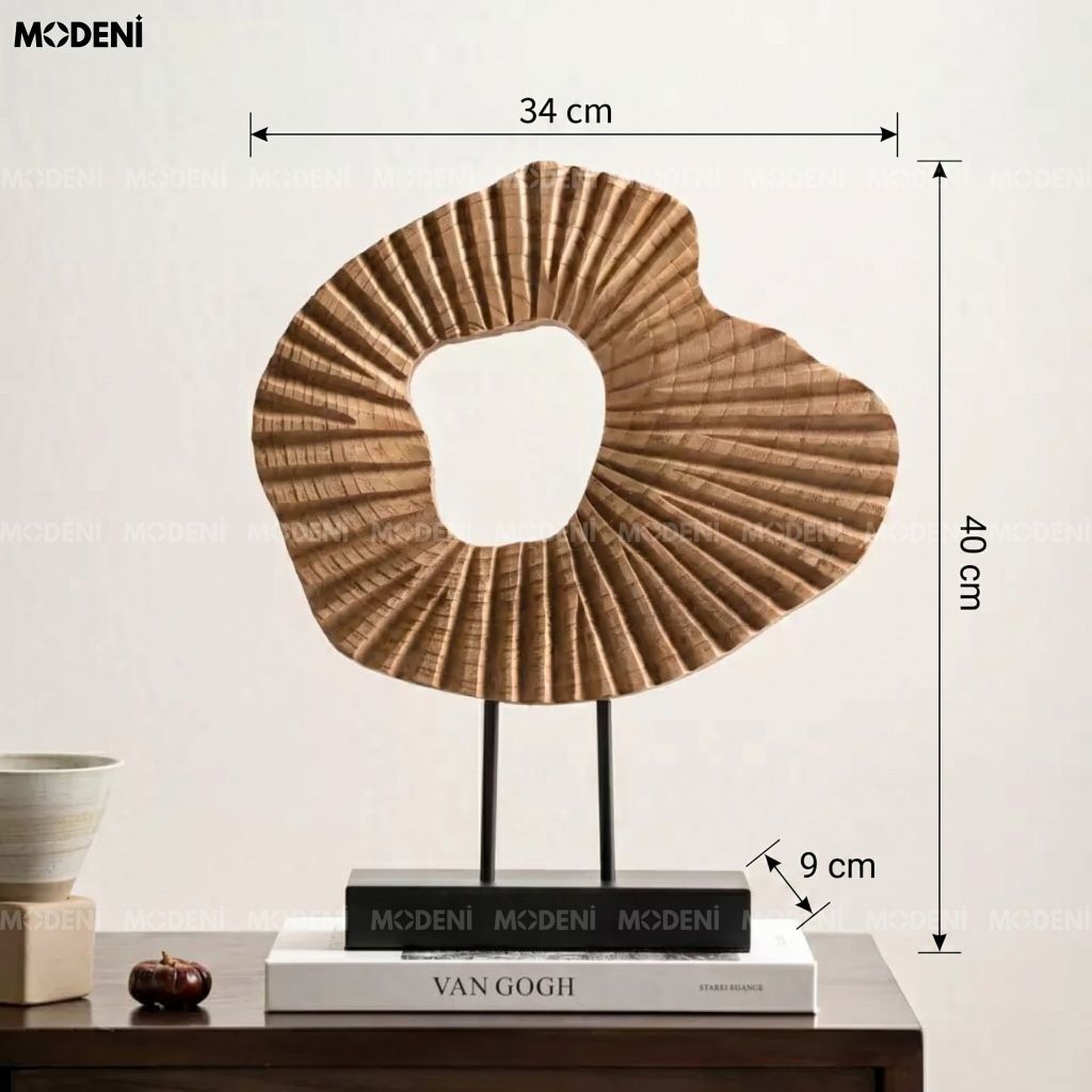 Tượng Trang Trí San Hô Coral Resin Khối Tròn Nghệ Thuật Vàng Nâu Wabi Sabi