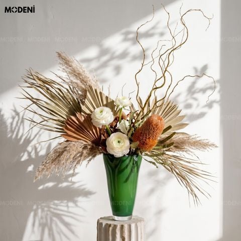  Bình Hoa Thủy Tinh Verdant – Hiệu Ứng Lá Cây Trong Suốt – Decor Tự Nhiên Sang Trọng Cho Kệ Tủ, Bàn Console 