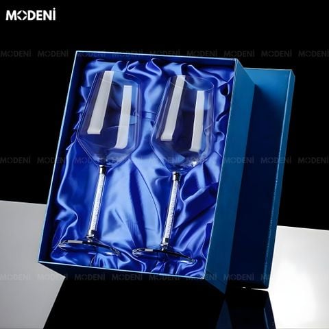  Set 2 Ly Rượu Vang Roxana Pha Lê Cao Cấp Sang Trọng - Silver 