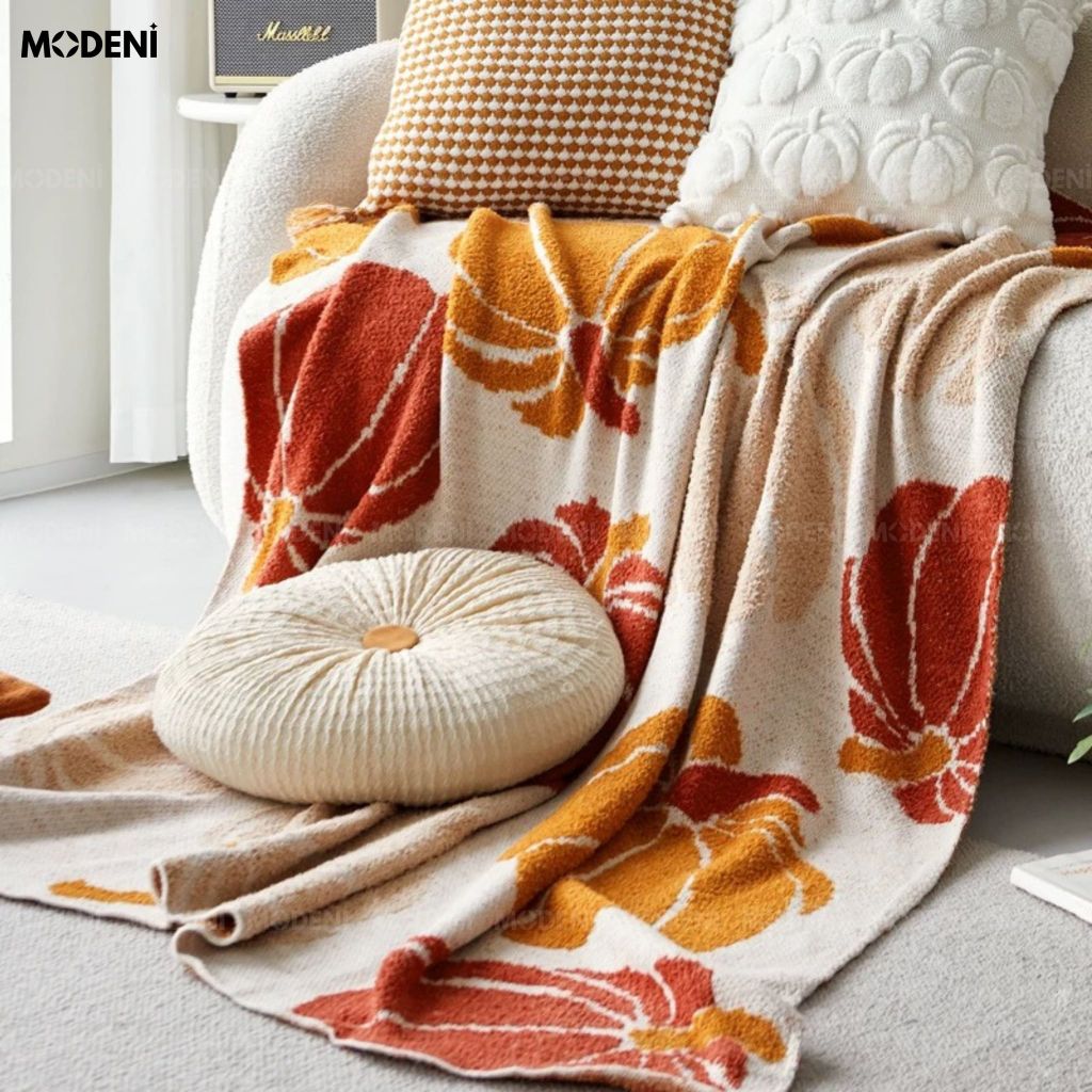 Vỏ Gối Sofa Pompon Vải Len Xốp Phong Cách Hàn Quốc Dáng Tròn Xếp Ly Đính Cúc Nâu Cho Ghế Thư Giãn
