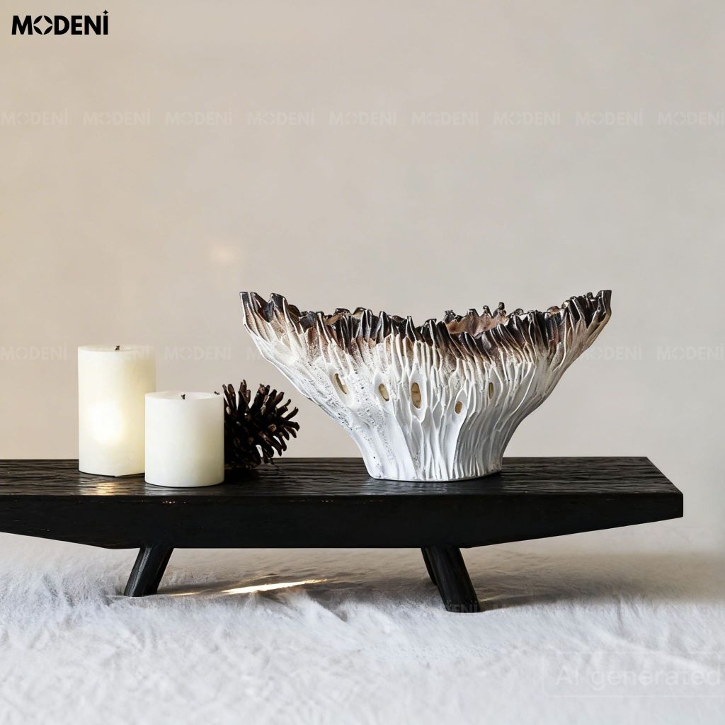 Tượng Trang Trí Muss Cao Cấp - Thiết Kế Hữu Cơ, Tuyệt Tác Điêu Khắc Trắng Muốt Điểm Vàng Sang Trọng