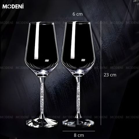  Set 2 Ly Rượu Vang Roxana Pha Lê Cao Cấp Sang Trọng - Silver 