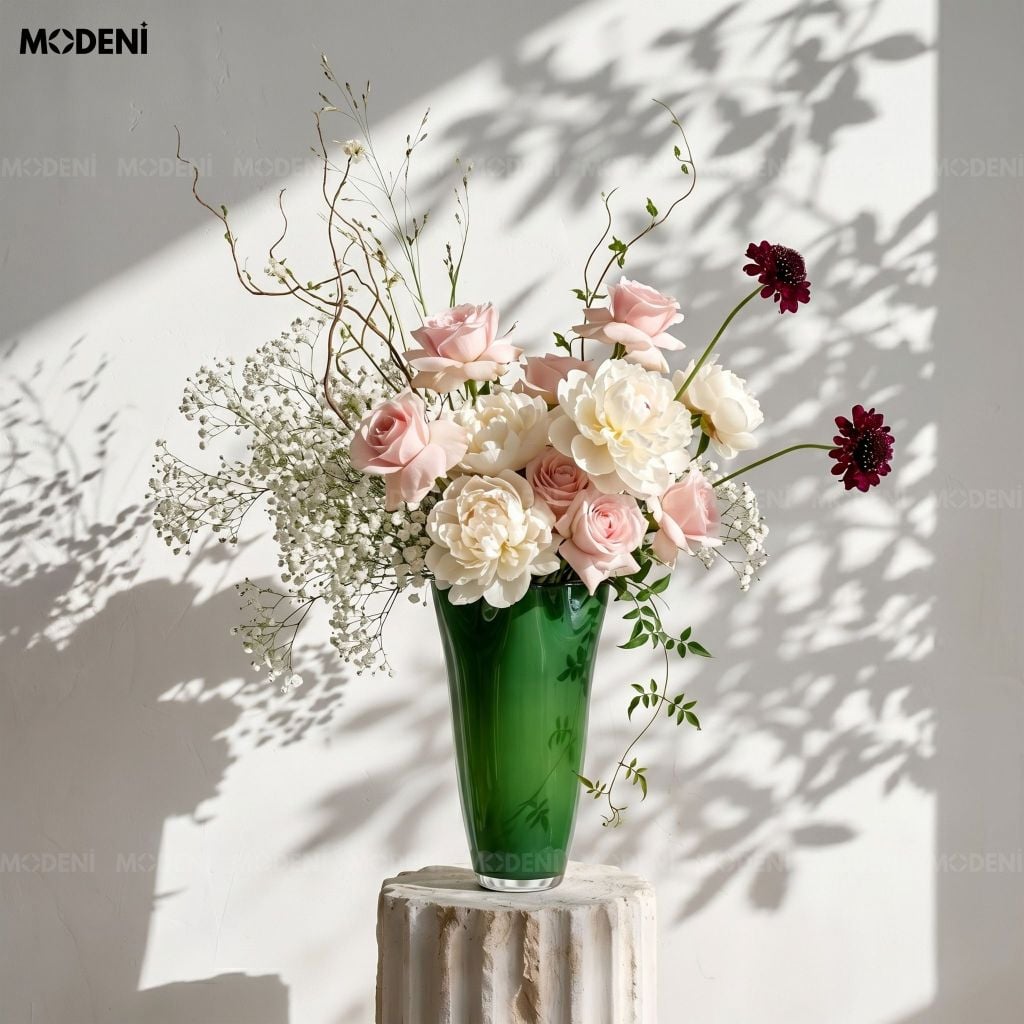 Bình Hoa Thủy Tinh Verdant – Hiệu Ứng Lá Cây Trong Suốt – Decor Tự Nhiên Sang Trọng Cho Kệ Tủ, Bàn Console