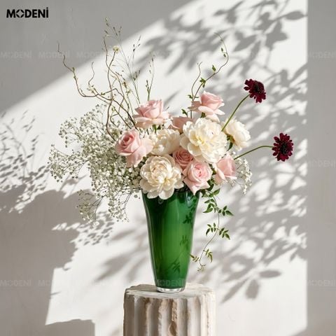  Bình Hoa Thủy Tinh Verdant – Hiệu Ứng Lá Cây Trong Suốt – Decor Tự Nhiên Sang Trọng Cho Kệ Tủ, Bàn Console 