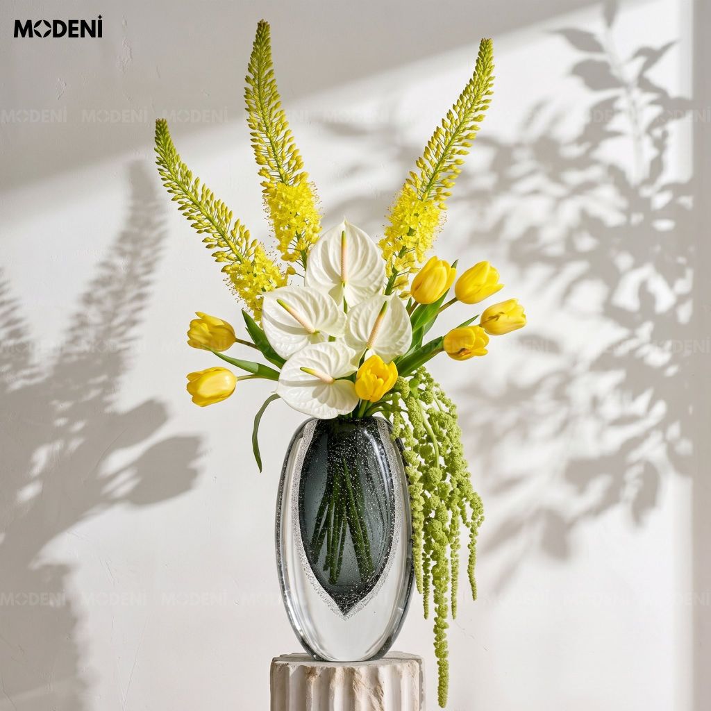 Bình Hoa Thủy Tinh Nghệ Thuật Elysia – Thiết Kế Loang Màu Độc Đáo – Decor Bàn Console, Kệ Tủ Hiện Đại