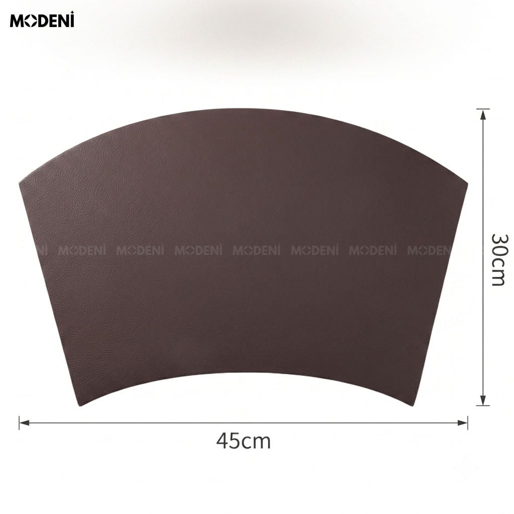 Tấm Lót Bàn Ăn Arcato Placemat PVC Giả Da Đen Nâu Dáng Cong Bán Nguyệt Chống Nước Dễ Lau Chùi Cho Bàn Tiệc