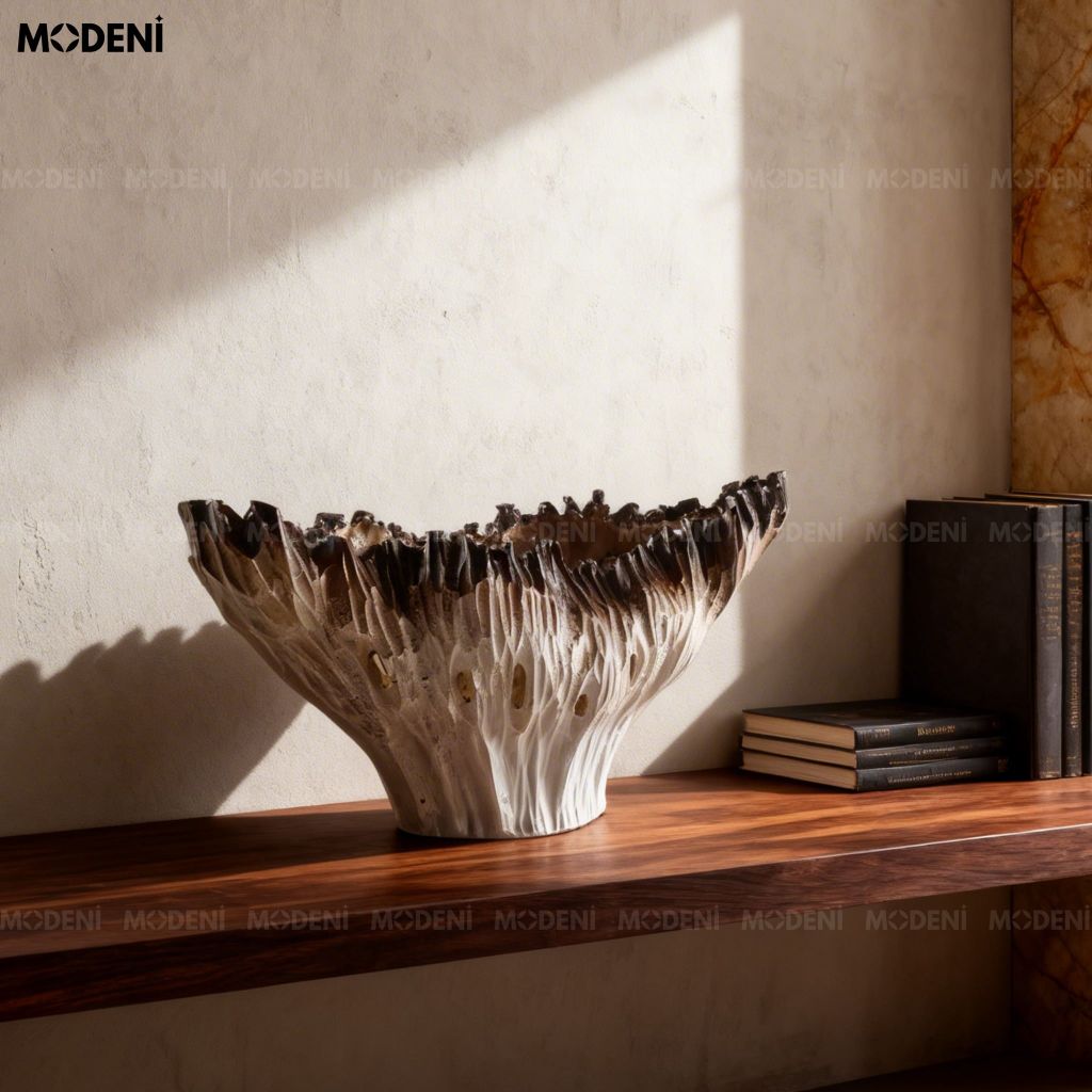 Tượng Trang Trí Muss Cao Cấp - Thiết Kế Hữu Cơ, Tuyệt Tác Điêu Khắc Trắng Muốt Điểm Vàng Sang Trọng