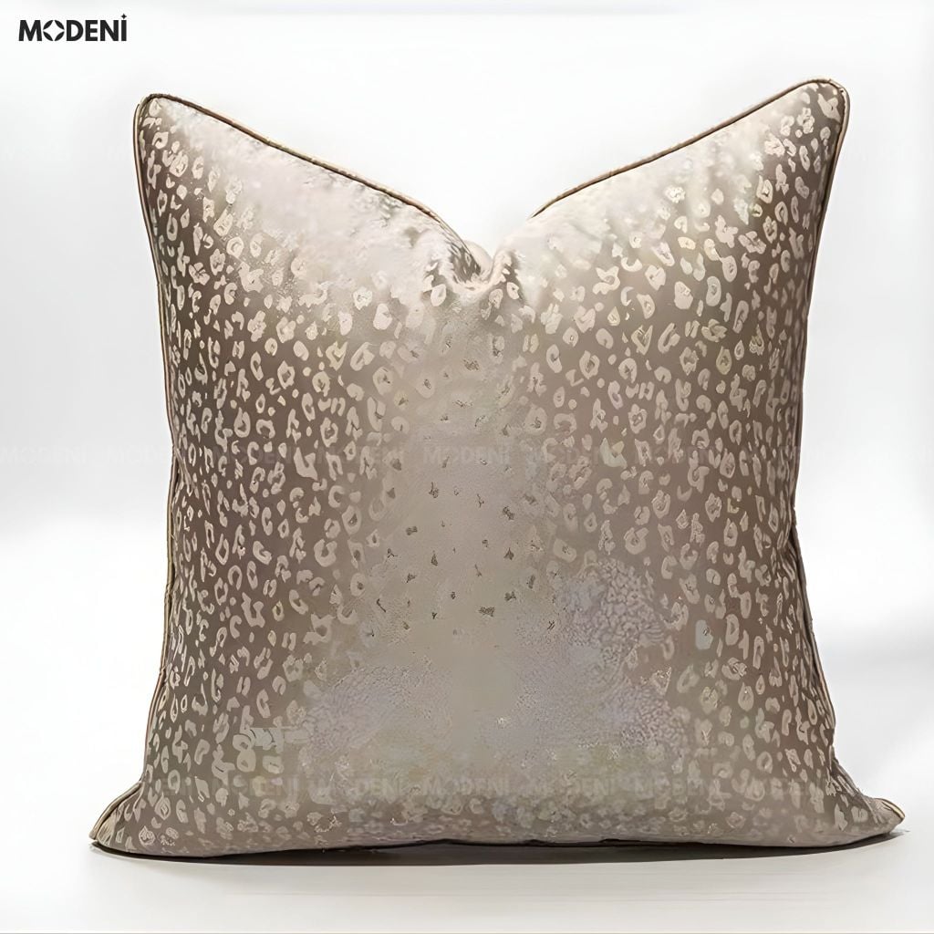 Vỏ Gối Sofa Ribbon – Vải Jackquard Kết Hợp Nhung Họa Tiết Đốm Loang May Khóa Ẩn Phong Cách Hiện Đại