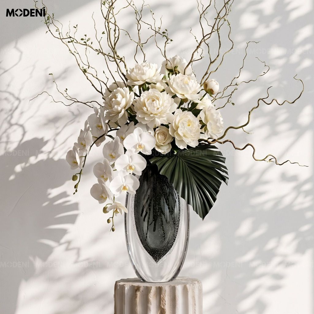 Bình Hoa Thủy Tinh Nghệ Thuật Elysia – Thiết Kế Loang Màu Độc Đáo – Decor Bàn Console, Kệ Tủ Hiện Đại