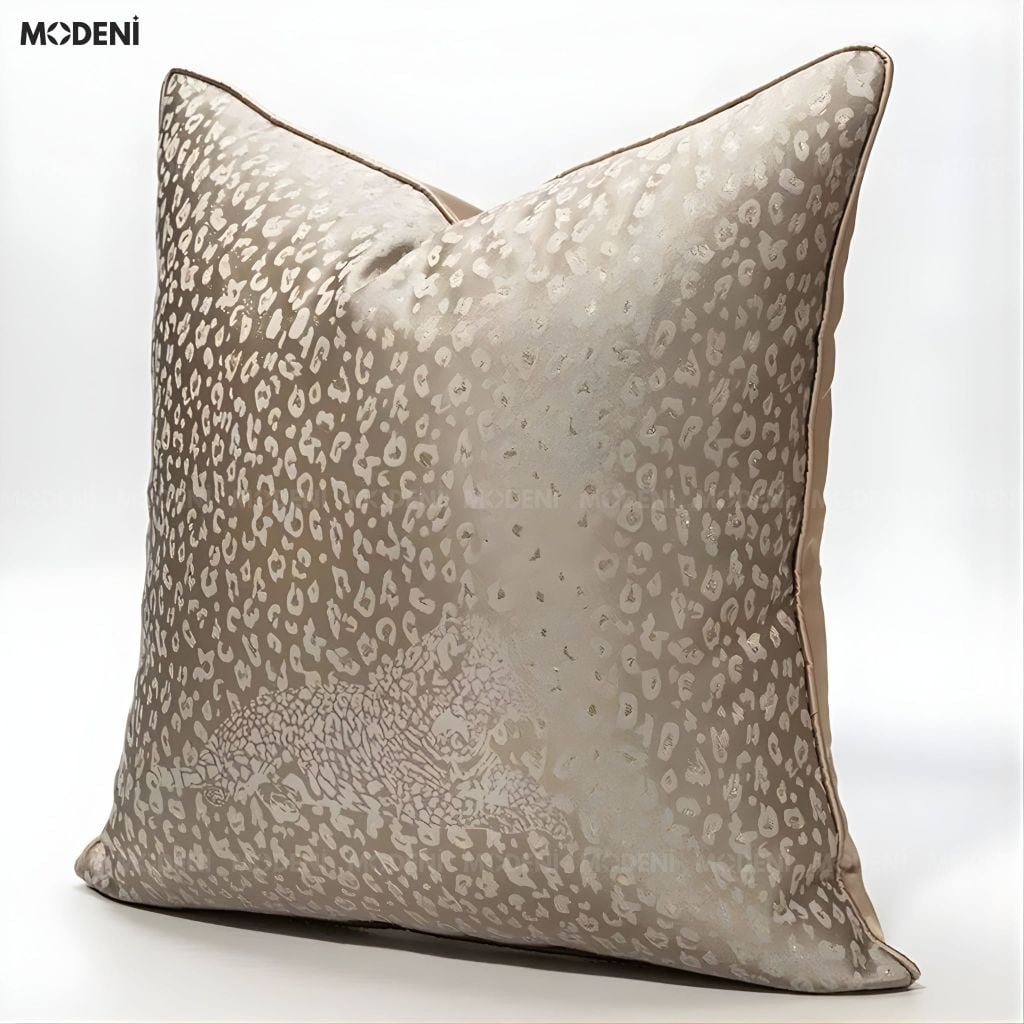 Vỏ Gối Sofa Ribbon – Vải Jackquard Kết Hợp Nhung Họa Tiết Đốm Loang May Khóa Ẩn Phong Cách Hiện Đại