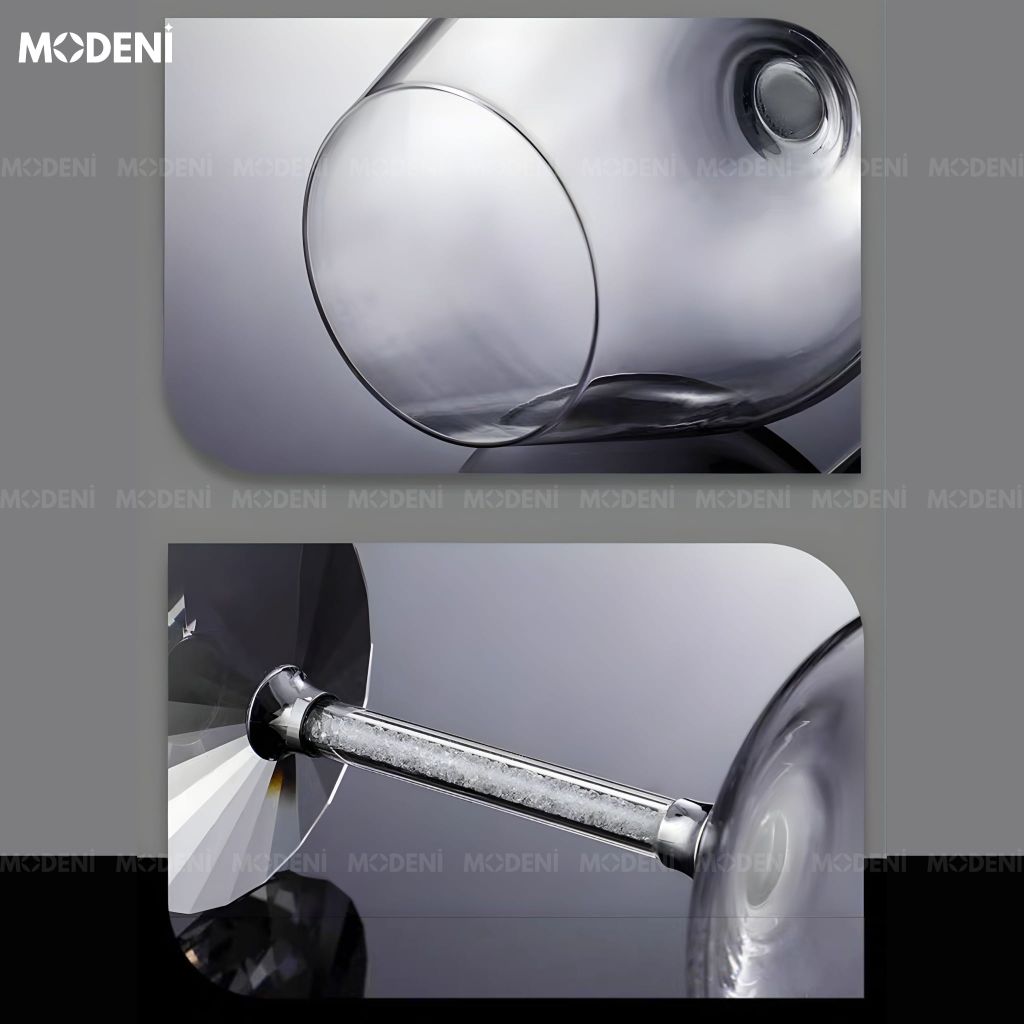 Set 2 Ly Rượu Vang Roxana Pha Lê Cao Cấp Sang Trọng - Silver