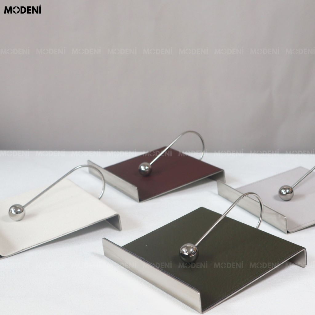 Hộp Khăn Giấy Libra Thép Không Gỉ Phối Da Nâu Sang Trọng Phong Cách Minimalism