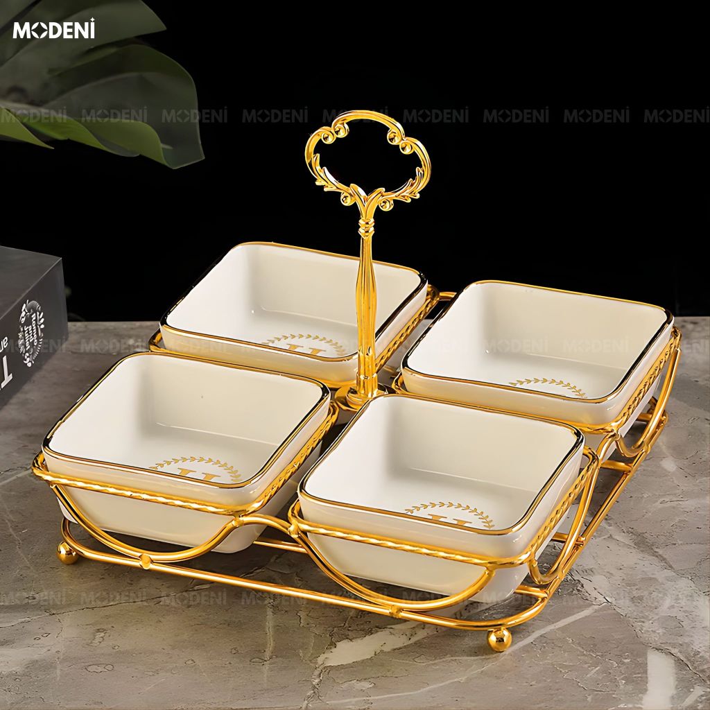 Set Hủ Lọ Versa Gold – Đựng Kẹo Mứt Cao Cấp, Thiết Kế Viền Vàng Sang Trọng, Phù Hợp Bàn Tiệc & Phòng Khách