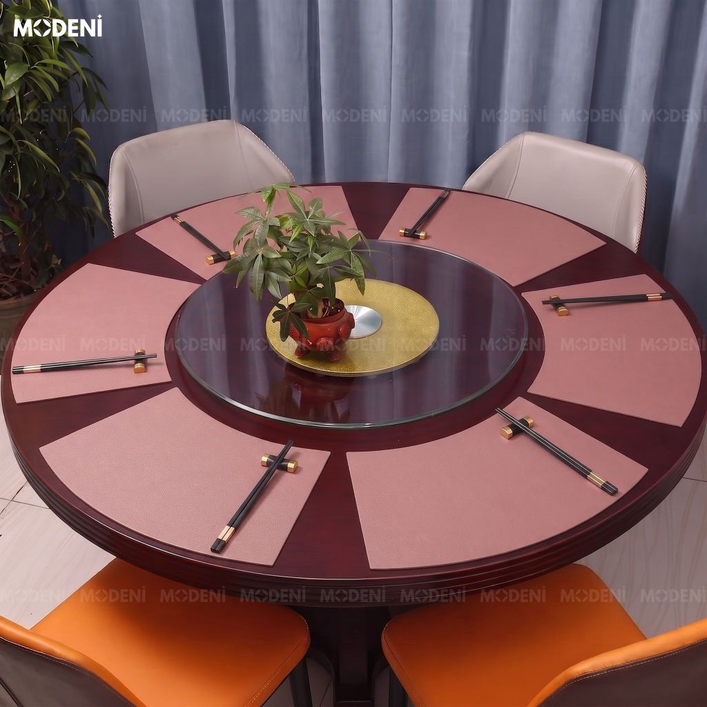 Tấm Lót Bàn Ăn Arcato Placemat PVC Giả Da Hồng Dáng Cong Bán Nguyệt Chống Nước Dễ Lau Chùi Cho Bàn Tiệc