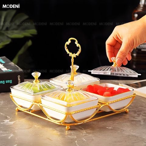  Set Hủ Lọ Versa Gold – Đựng Kẹo Mứt Cao Cấp, Thiết Kế Viền Vàng Sang Trọng, Phù Hợp Bàn Tiệc & Phòng Khách 
