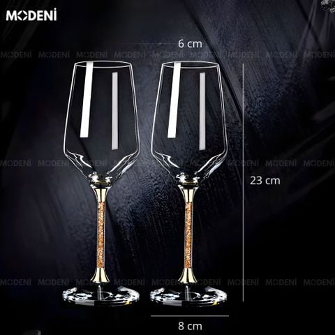  Set 2 Ly Rượu Vang Roxana Pha Lê Cao Cấp Sang Trọng - Gold 