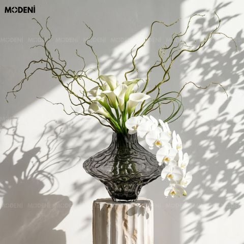  Bình Hoa Thủy Tinh Lạ Moss – Lọ Hoa Nghệ Thuật Hiện Đại Sóng Đặc Biệt – 26cm Decor Bàn Sofa, Bàn Console 