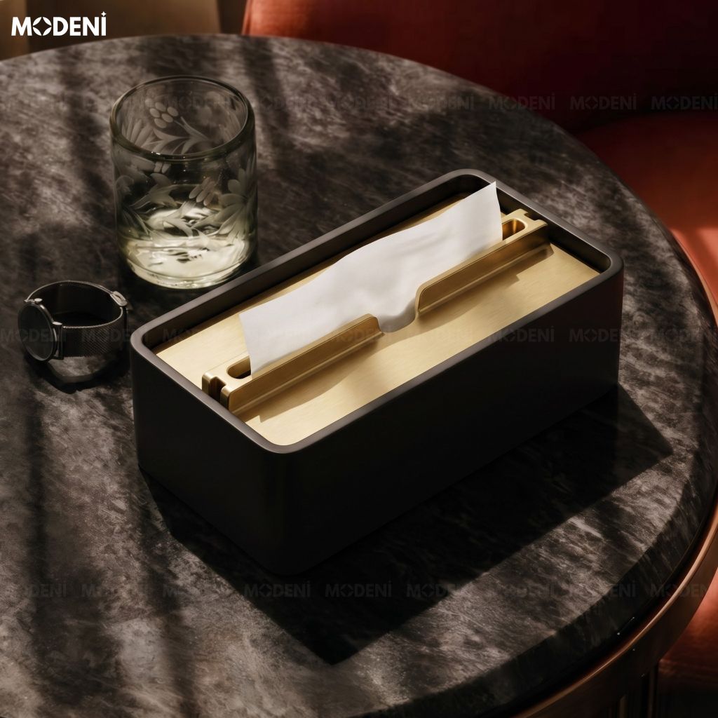 Hộp Khăn Giấy Noira Composite Nắp Kim Loại Thiết Kế Tối Giản Cho Bàn Ăn Và Văn Phòng
