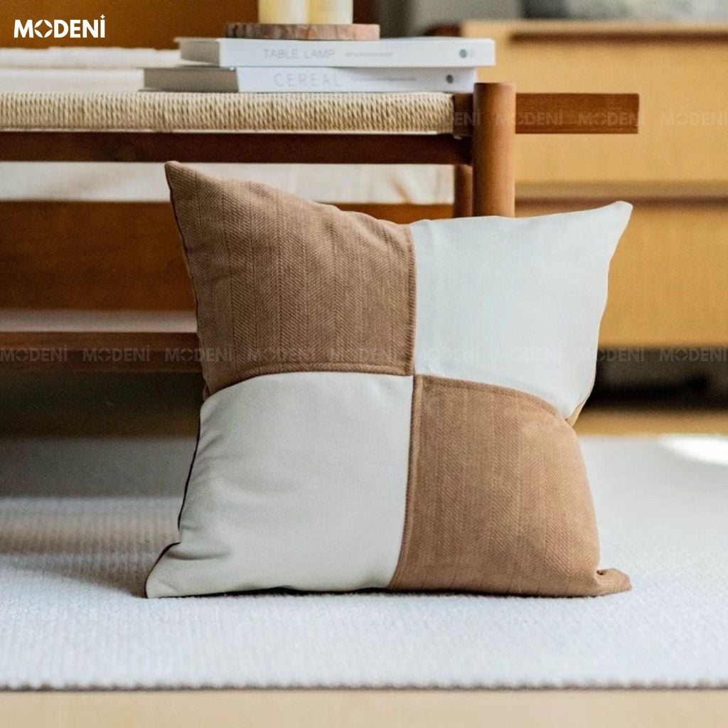 Vỏ Gối Sofa Tựa Lưng Viera Vải Bông Phối Sợi Thẩm Mỹ Đương Đại Đường May Khóa Ẩn Tinh Tế Điểm Nhấn Không Gian