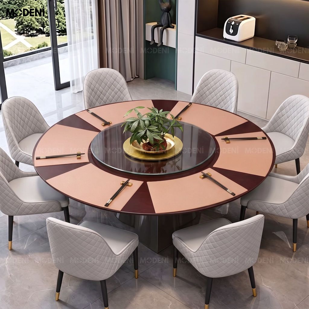 Tấm Lót Bàn Ăn Arcato Placemat PVC Giả Da Hồng Dáng Cong Bán Nguyệt Chống Nước Dễ Lau Chùi Cho Bàn Tiệc