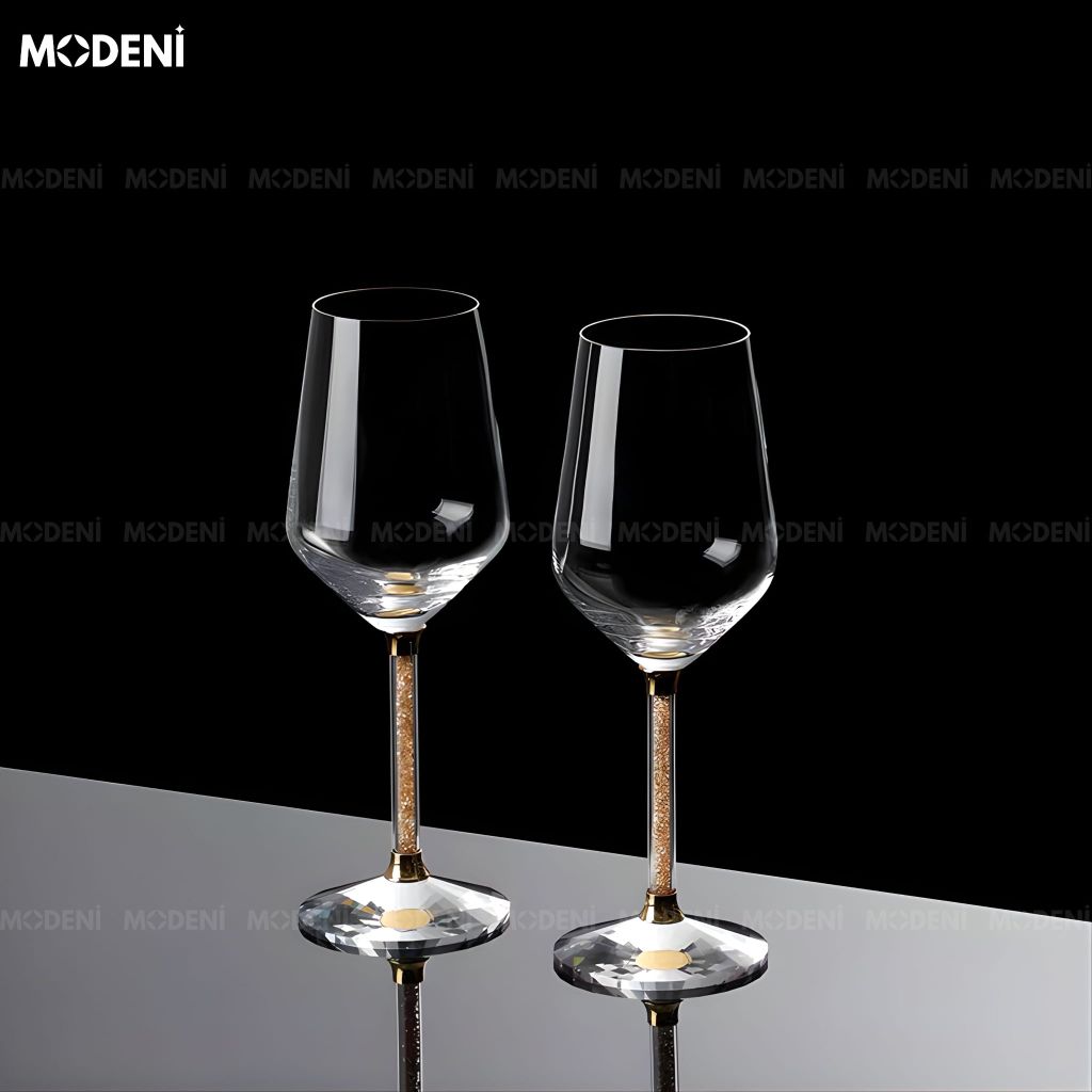 Set 2 Ly Rượu Vang Roxana Pha Lê Cao Cấp Sang Trọng - Gold