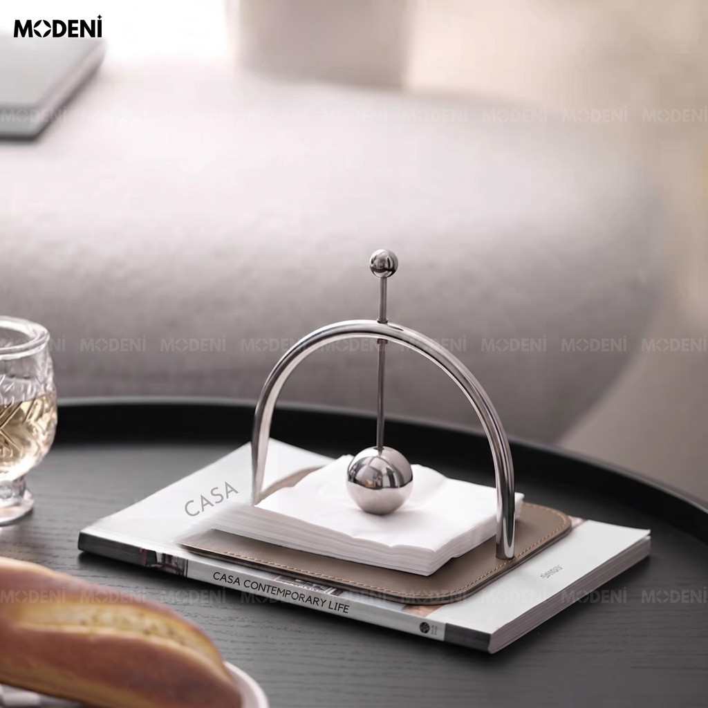 Hộp Khăn Giấy Orion Thép Không Gỉ Phối Da Cao Cấp Màu Nâu Phong Cách Hiện Đại Sang Trọng