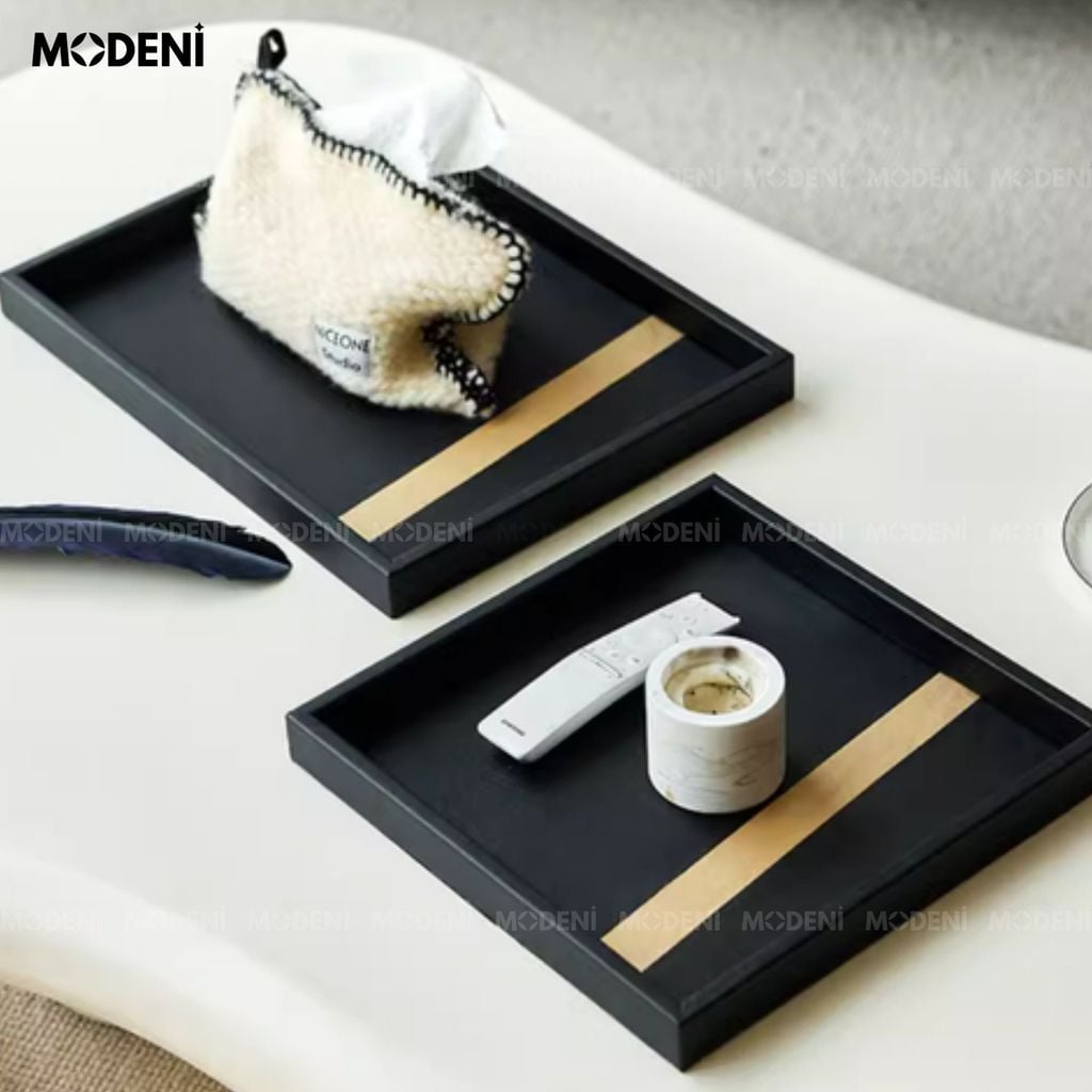 Khay Da Gina – Khay Decor Sang Trọng Hiện Đại – Chất Liệu Da Cao Cấp, Đường Viền Kim Loại Tinh Tế – Phù Hợp Trang Trí Bàn Sofa, Tủ Đầu Giường, Bàn Làm Việc