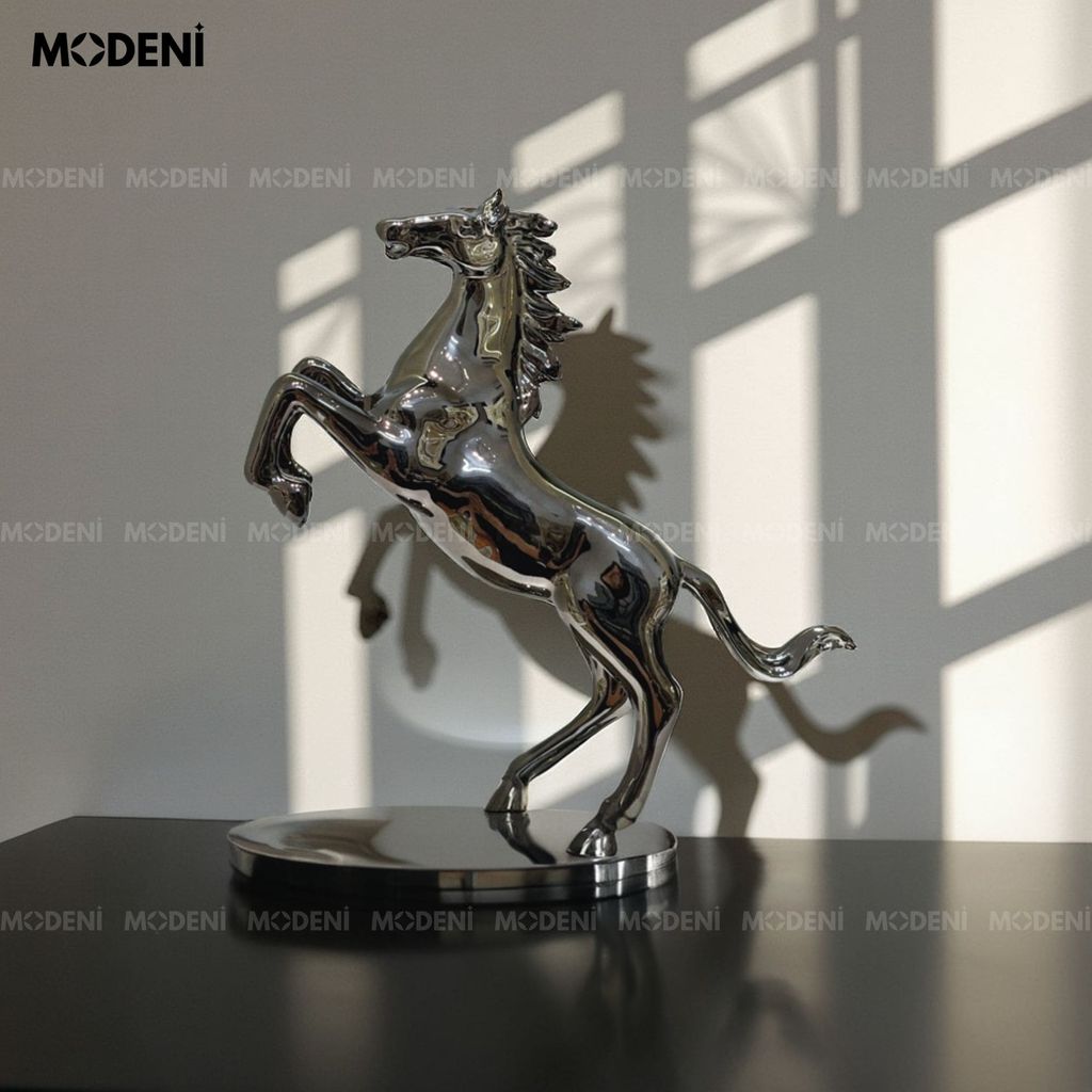 Tượng Trang Trí Ngựa Đứng Valios Black – Decor Mạ Kim Bóng – Tạo Điểm Nhấn Quyền Lực Cho Không Gian
