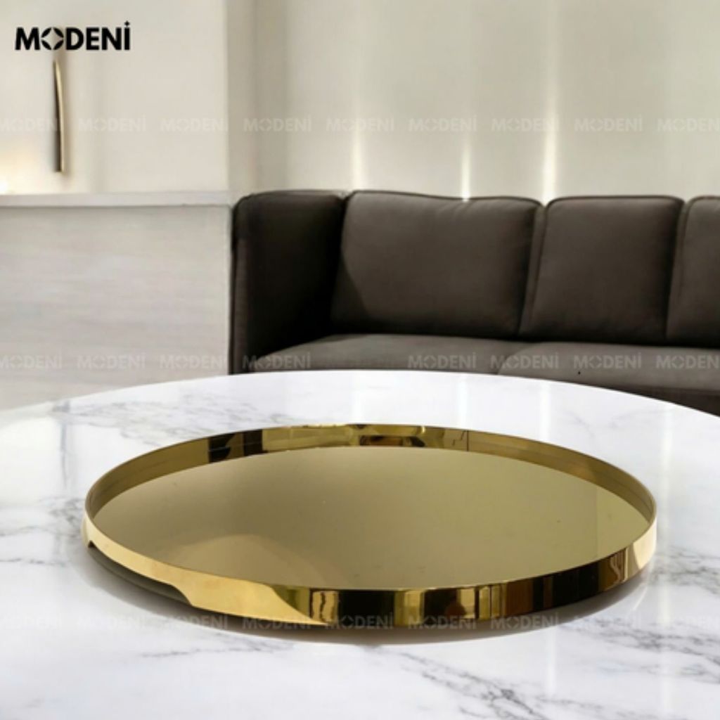 Khay Dali Tròn Vàng – Khay Decor Kim Loại Sang Trọng – Bề Mặt Gương Bóng, Tối Giản Mà Đẳng Cấp Cho Bàn Sofa, Bàn Trà, Không Gian Luxury