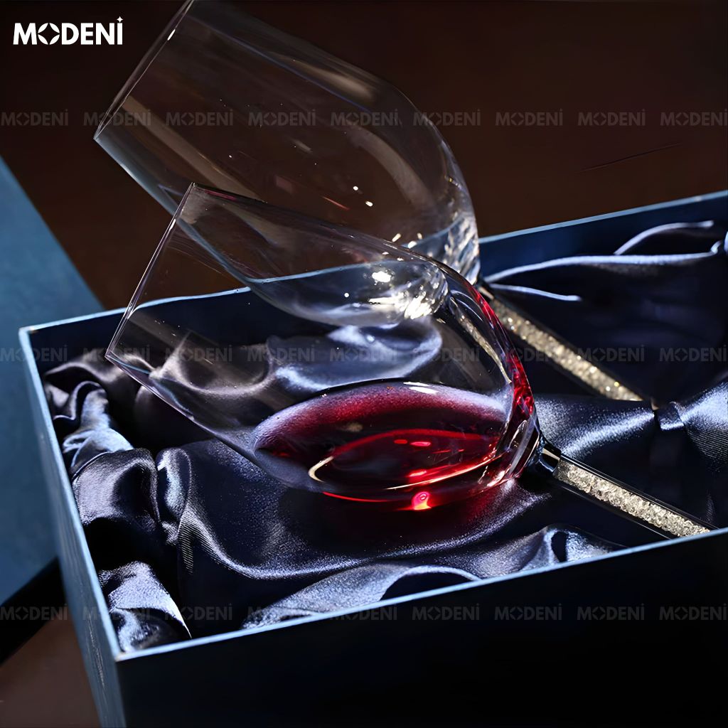 Set 2 Ly Rượu Vang Roxana Pha Lê Cao Cấp Sang Trọng - Gold